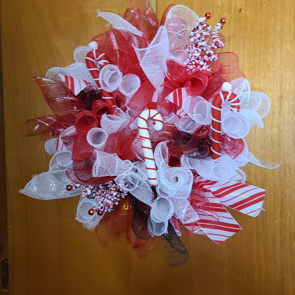 Festive Red and White Holiday Wreath